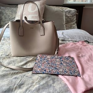 blush pink kate spade bag with removable pouch
